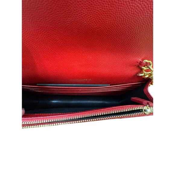 Saint Laurent 2018 Cassandre Wallet on Chain Red w/box - Picture 8 of 15